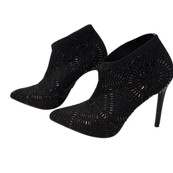 Lauren Lorraine Crystal Embellished Mesh Fabric Booties Black Size 8.5 - Picture 5 of 9